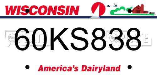 60KS838 Wisconsin License Plate