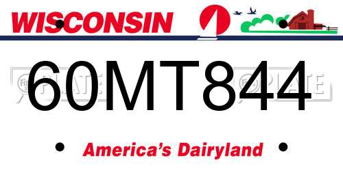 60MT844 Wisconsin License Plate