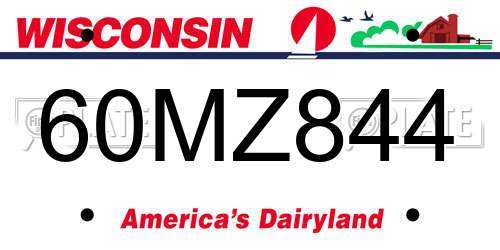 60MZ844 Wisconsin License Plate