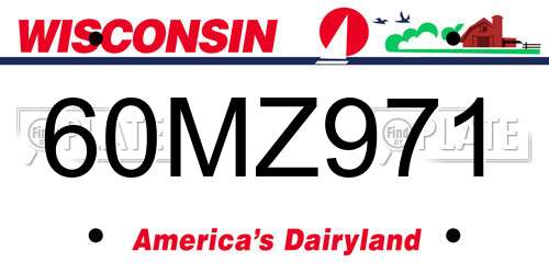 60MZ971 Wisconsin License Plate