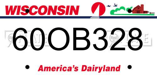 60OB328 Wisconsin License Plate