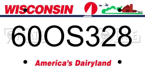 60OS328 Wisconsin License Plate