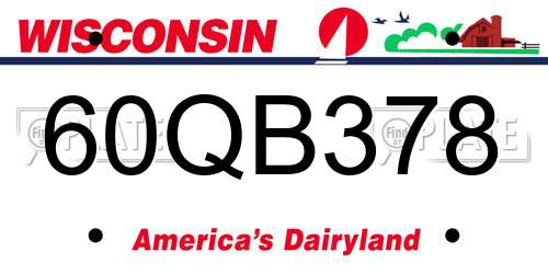 60QB378 Wisconsin License Plate