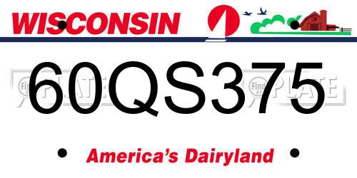 60QS375 Wisconsin License Plate