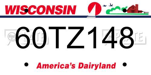 60TZ148 Wisconsin License Plate