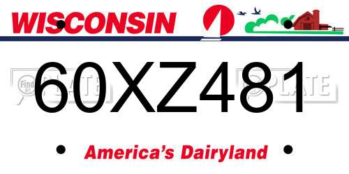 60XZ481 Wisconsin License Plate