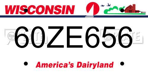 60ZE656 Wisconsin License Plate