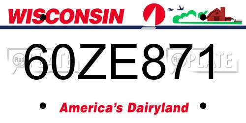 60ZE871 Wisconsin License Plate
