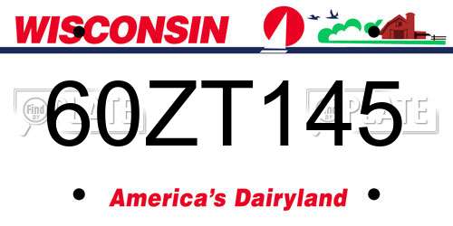 60ZT145 Wisconsin License Plate
