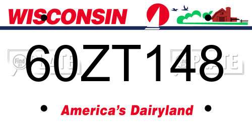60ZT148 Wisconsin License Plate