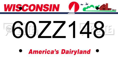 60ZZ148 Wisconsin License Plate
