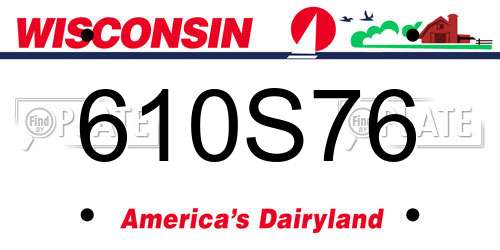610S76 Wisconsin License Plate