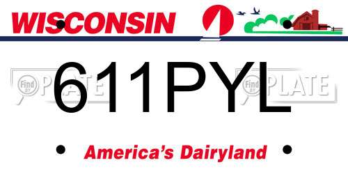 611PYL Wisconsin License Plate