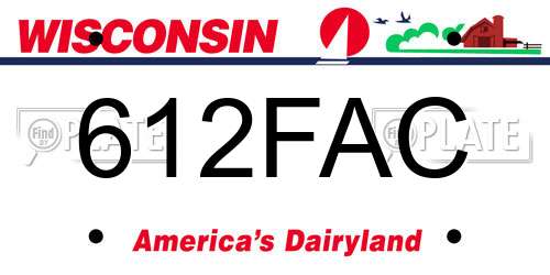 612FAC Wisconsin License Plate