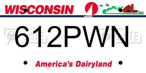 612PWN Wisconsin License Plate