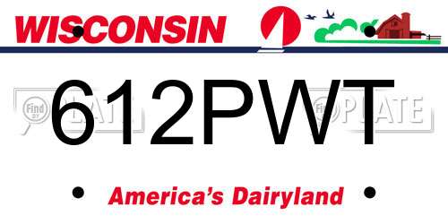 612PWT Wisconsin License Plate
