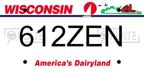 612ZEN Wisconsin License Plate