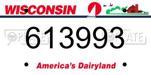613993 Wisconsin License Plate
