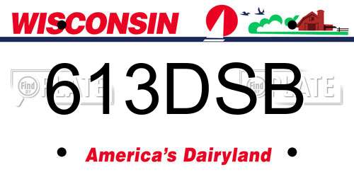 613DSB Wisconsin License Plate