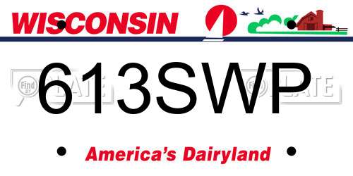 613SWP Wisconsin License Plate