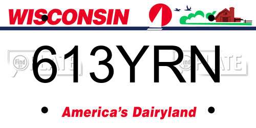613YRN Wisconsin License Plate