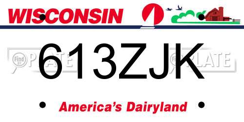 613ZJK Wisconsin License Plate