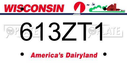 613ZT1 Wisconsin License Plate