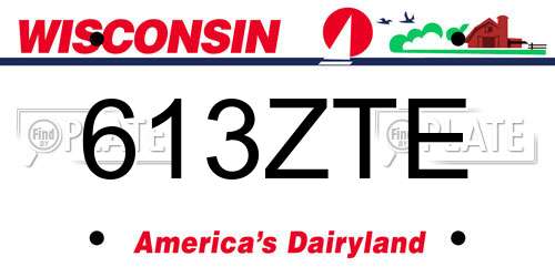 613ZTE Wisconsin License Plate