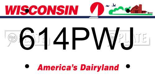 614PWJ Wisconsin License Plate