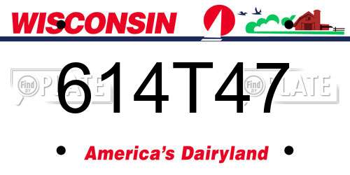 614T47 Wisconsin License Plate
