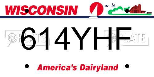 614YHF Wisconsin License Plate