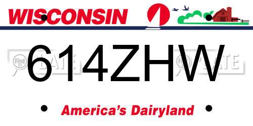 614ZHW Wisconsin License Plate