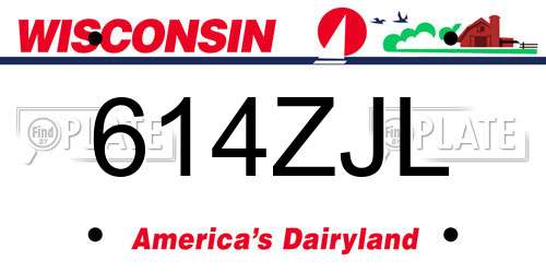 614ZJL Wisconsin License Plate