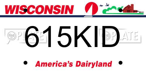 615KID Wisconsin License Plate