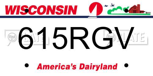615RGV Wisconsin License Plate