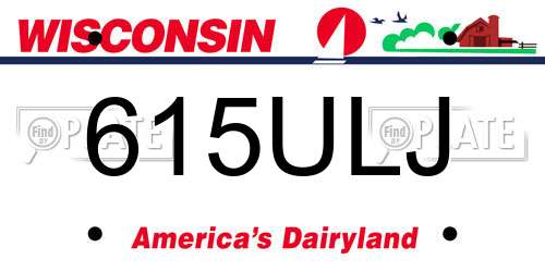 615ULJ Wisconsin License Plate
