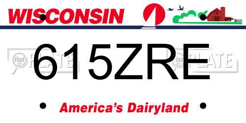 615ZRE Wisconsin License Plate