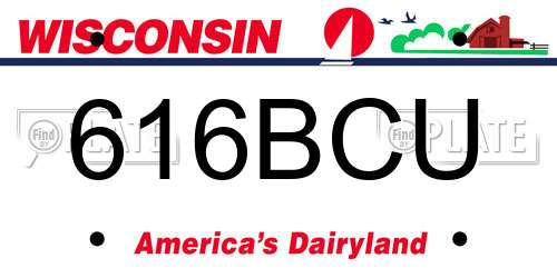 616BCU Wisconsin License Plate