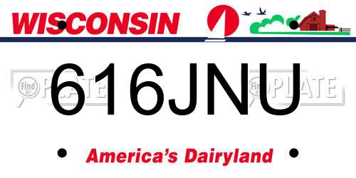 616JNU Wisconsin License Plate