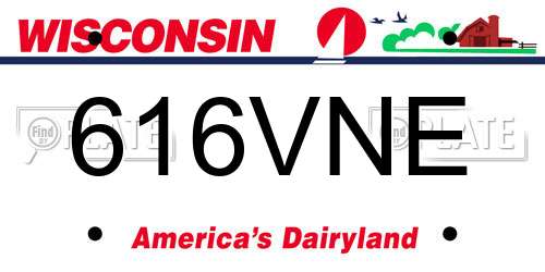 616VNE Wisconsin License Plate
