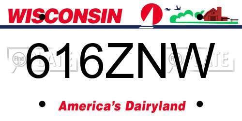 616ZNW Wisconsin License Plate