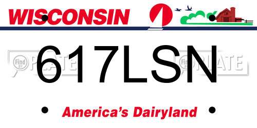 617LSN Wisconsin License Plate