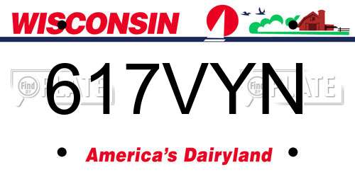 617VYN Wisconsin License Plate