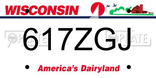 617ZGJ Wisconsin License Plate