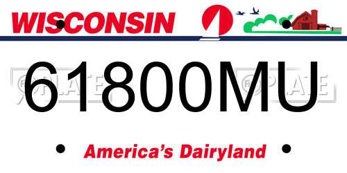 61800MU Wisconsin License Plate