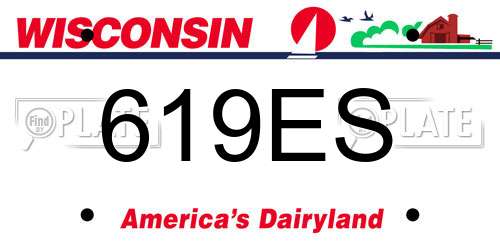 619ES Wisconsin License Plate