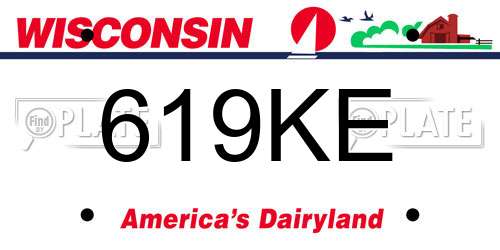 619KE Wisconsin License Plate