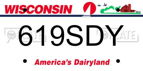 619SDY Wisconsin License Plate