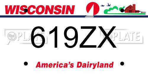 619ZX Wisconsin License Plate