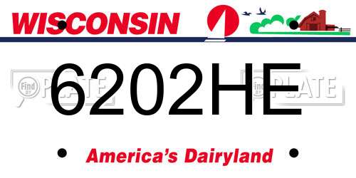 6202HE Wisconsin License Plate